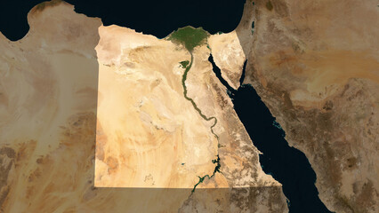 Egypt highlighted. Low-res satellite map