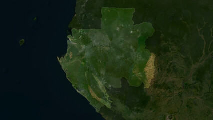 Gabon highlighted. Low-res satellite map