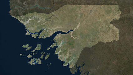 Guinea-Bissau highlighted. Low-res satellite map