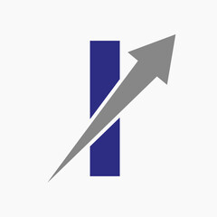 Initial Financial Logo On Letter I Concept With Growth Arrow Icon