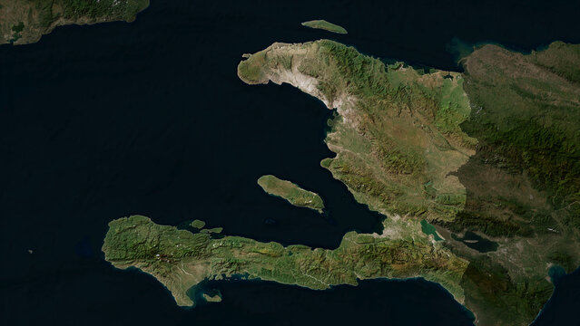 Haiti highlighted. Low-res satellite map