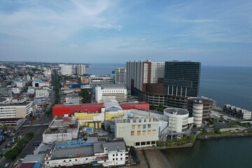 Balikpapan City business district with iconic building view frome above