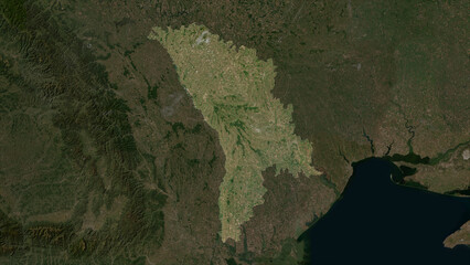 Moldova highlighted. Low-res satellite map
