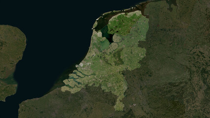 Netherlands highlighted. Low-res satellite map © zelwanka