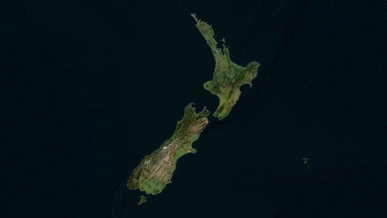 New Zealand highlighted. Low-res satellite map