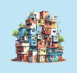 Slum area. A concept illustration of low income people's residential area	
