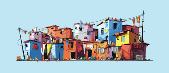 Slum area. A concept illustration of low income people's residential area	 - obrazy, fototapety, plakaty