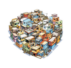 Slum area. A concept illustration of low income people's residential area	