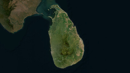 Sri Lanka highlighted. Low-res satellite map © zelwanka