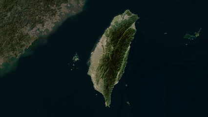 Taiwan highlighted. Low-res satellite map