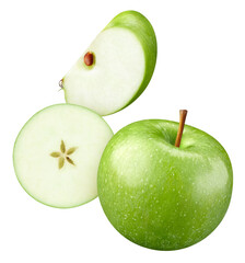 Apple with leaves isolated on white.