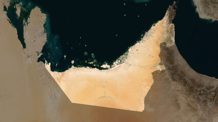 United Arab Emirates highlighted. Low-res satellite map © zelwanka