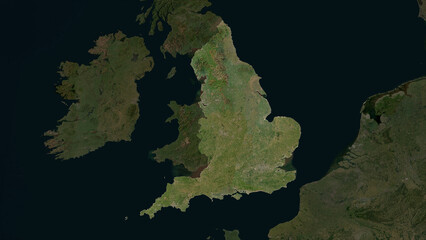 England - Great Britain highlighted. Low-res satellite map