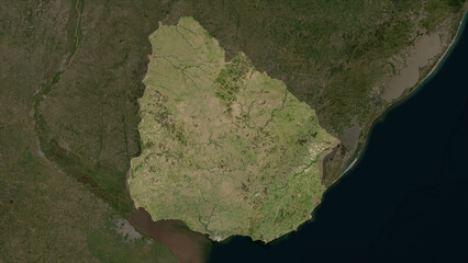 Uruguay highlighted. Low-res satellite map