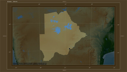 Botswana highlighted - composition. Physical Map