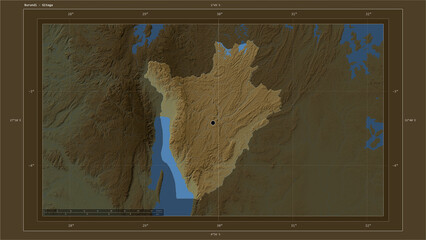 Burundi highlighted - composition. Physical Map © zelwanka