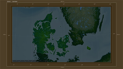Denmark highlighted - composition. Physical Map
