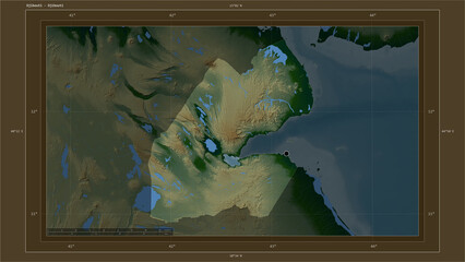 Djibouti highlighted - composition. Physical Map © zelwanka