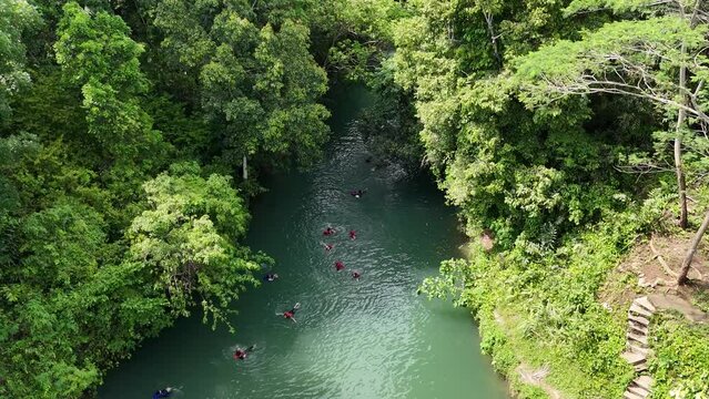 Citumang Pangandaran, green valley.  Citumang Body Rafting is a tour along the river with beautiful natural views