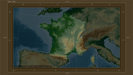 France highlighted - composition. Physical Map