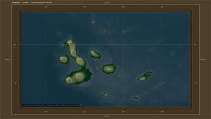 Galapagos - Ecuador highlighted - composition. Physical Map