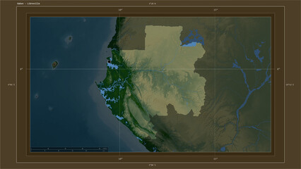 Gabon highlighted - composition. Physical Map