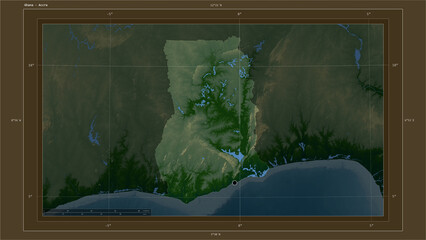Ghana highlighted - composition. Physical Map