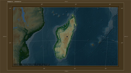 Madagascar highlighted - composition. Physical Map