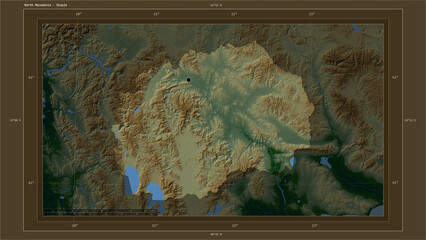North Macedonia highlighted - composition. Physical Map