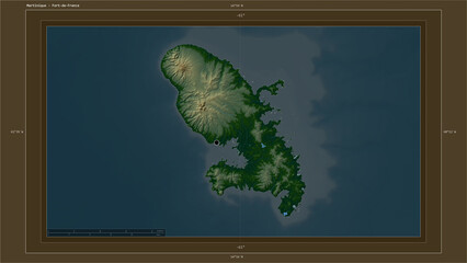 Martinique highlighted - composition. Physical Map