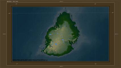 Mauritius highlighted - composition. Physical Map © zelwanka
