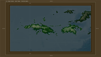 U.S. Virgin Islands - Saint Thomas highlighted - composition. Physical Map