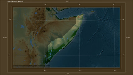 Somalia Mainland highlighted - composition. Physical Map