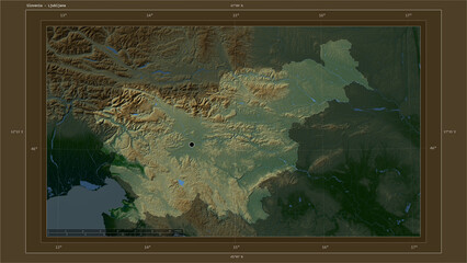 Slovenia highlighted - composition. Physical Map