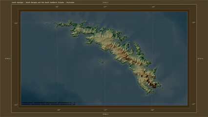 South Georgia - South Georgia and the South Sandwich Islands highlighted - composition. Physical Map © zelwanka