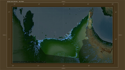 United Arab Emirates highlighted - composition. Physical Map © zelwanka