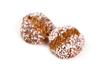 Cookies with icing, isolated on white background.