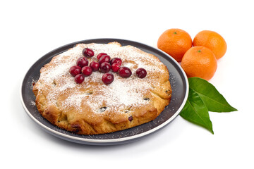 Apple pie, isolated on white background.