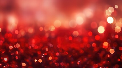 Bright red glitter lights background. AI generated.