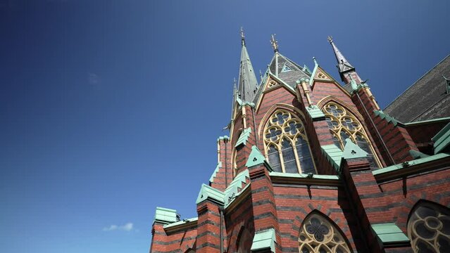  VIew of Oscar Fredriks church, built in 2 of April 1893 by Bishop Edvard Herman Rohde, Church, view of Oscar Fredrik church and beautiful city in the background, 