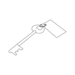 House lock key continuous one line vector art illustration and single outline simple key design
