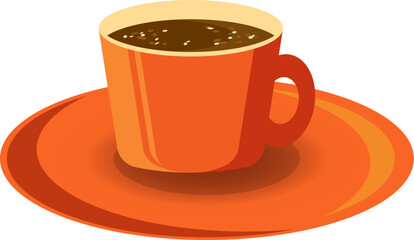 Morning cup of coffee for waking up. Cup coffee side view. Chocolate drink aroma hot restaurant mug. Eps 10.