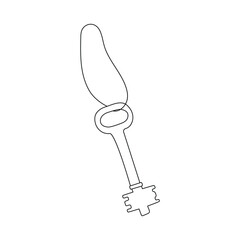 House lock key continuous one line vector art illustration and single outline simple key design
