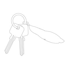 House lock key continuous one line vector art illustration and single outline simple key design
