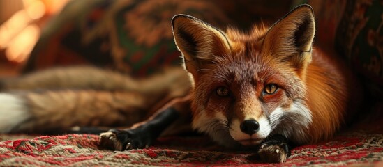 Moroccan fox with partridge, stuffed. - obrazy, fototapety, plakaty