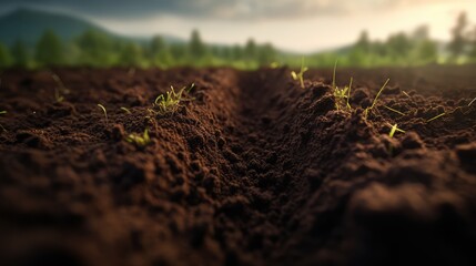 Photo of cultivated soil. AI generated.