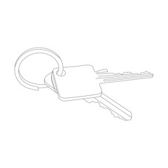 House lock key continuous one line vector art illustration and single outline simple key design
