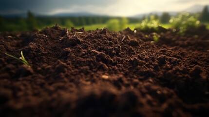 Close-up of fertile loam for the background. AI generated.