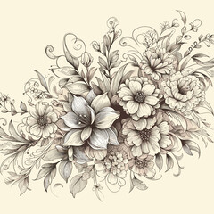 Free vector engraving hand-drawn floral background
