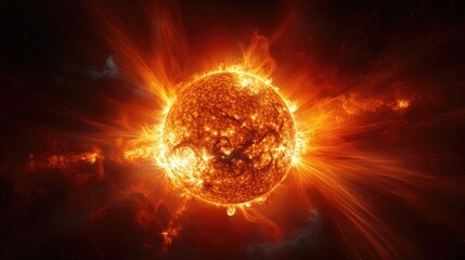 The gigantic sun in space. AI generated. - obrazy, fototapety, plakaty